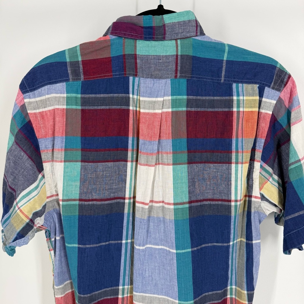 Abercrombie Fitch Vintage Madras Plaid Short Sleeve Button Down Shirt M‎ Cotton - Picture 6 of 10